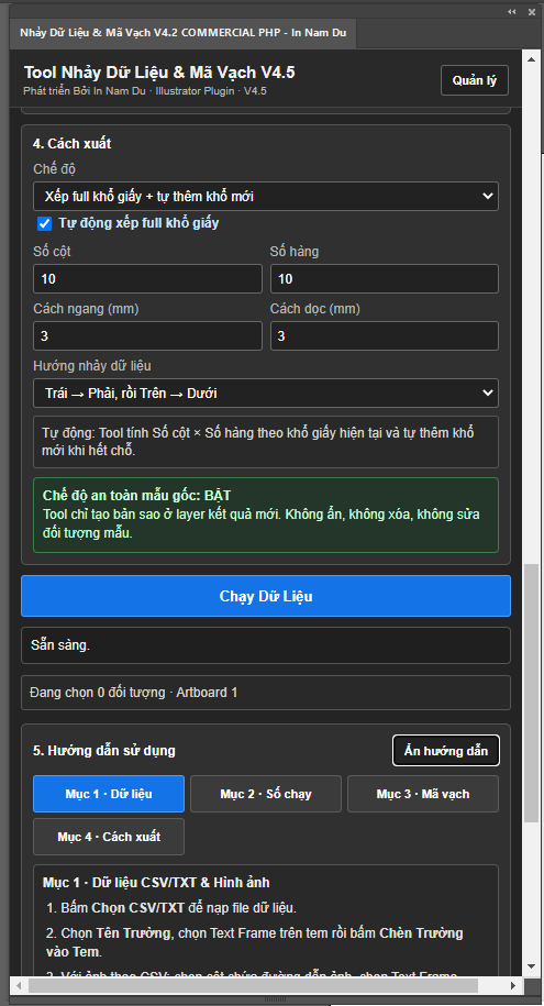 Tool Nhảy Dữ Liệu & Mã Vạch Hình Ảnh cho Adobe Illustrator